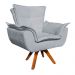 Kit Namoradeira e 2 Poltronas Base Giratória Madeira Opla Suede Cinza - Ibiza