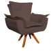 Kit Namoradeira e 2 Poltronas Base Giratória Madeira Opla Suede Marrom - Ibiza