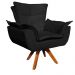Kit Namoradeira e 2 Poltronas Base Giratória Madeira Opla Suede Preto - Ibiza