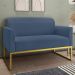 Kit Namoradeira e 2 Poltronas Decorativas Base Industrial Dourada Maressa S04 Suede Azul Marinho - Ibiza