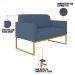 Kit Namoradeira e 2 Poltronas Decorativas Base Industrial Dourada Maressa S04 Suede Azul Marinho - Ibiza