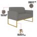 Kit Namoradeira e 2 Poltronas Decorativas Base Industrial Dourada Maressa S08 Suede Grafite - Ibiza