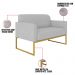 Kit Namoradeira e 2 Poltronas Decorativas Base Industrial Dourada Maressa S10 Suede Cinza - Ibiza