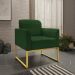 Kit Namoradeira e 2 Poltronas Decorativas Base Industrial Dourada Maressa S23 Suede Verde - Ibiza
