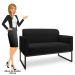 Kit Namoradeira e 2 Poltronas Decorativas Base Industrial Preta Maressa A79 Linho Preto - Ibiza