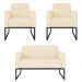 Kit Namoradeira e 2 Poltronas Decorativas Base Industrial Preta Maressa S03 Suede Bege - Ibiza