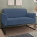 Kit Namoradeira e 2 Poltronas Decorativas Base Industrial Preta Maressa S04 Suede Azul Marinho - Ibiza