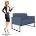 Kit Namoradeira e 2 Poltronas Decorativas Base Industrial Preta Maressa S04 Suede Azul Marinho - Ibiza