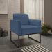 Kit Namoradeira e 2 Poltronas Decorativas Base Industrial Preta Maressa S04 Suede Azul Marinho - Ibiza