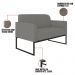 Kit Namoradeira e 2 Poltronas Decorativas Base Industrial Preta Maressa S08 Suede Grafite - Ibiza