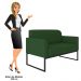 Kit Namoradeira e 2 Poltronas Decorativas Base Industrial Preta Maressa S23 Suede Verde - Ibiza