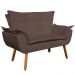 Kit Namoradeira e 2 Poltronas Giratórias Cromada Opla Suede Marrom - Ibiza