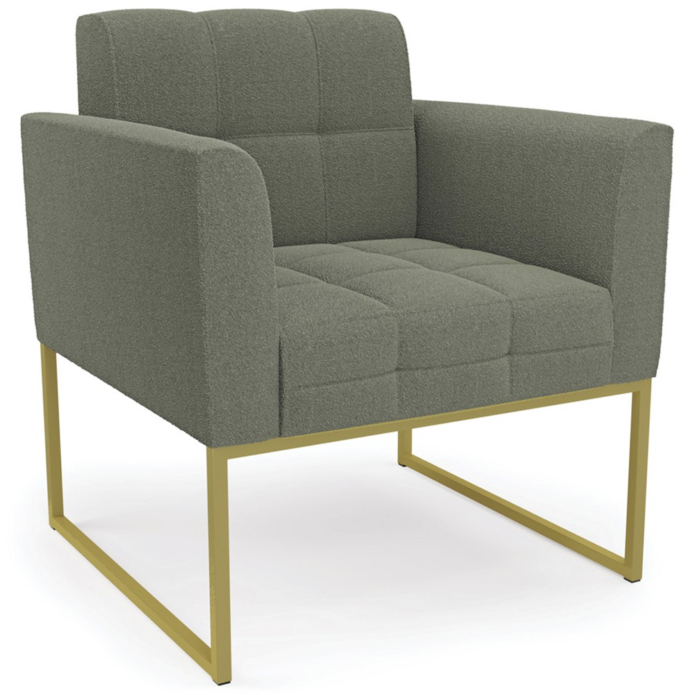 Namoradeira e 2 Poltronas Industrial Dourado Ana Bouclé Menta - Ibiza