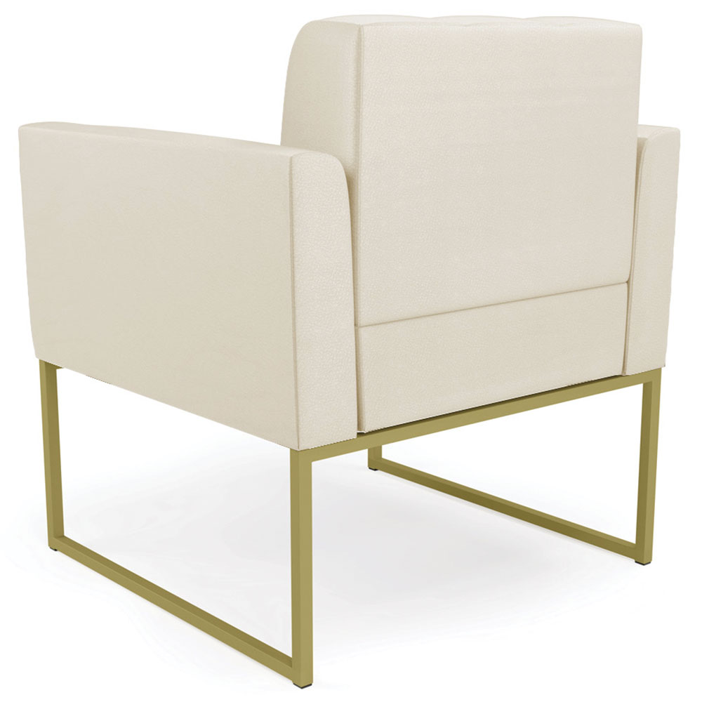 Poltrona Base Industrial Dourado Kit 2 Ana Sintético Bege - Ibiza