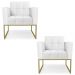 Poltrona Base Industrial Dourado Kit 2 Ana Sintético Branco - Ibiza