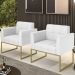 Poltrona Base Industrial Dourado Kit 2 Ana Sintético Branco - Ibiza