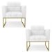 Poltrona Base Industrial Dourado Kit 2 Ana Sintético PU Branco - Ibiza