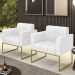 Poltrona Base Industrial Dourado Kit 2 Ana Sintético PU Branco - Ibiza
