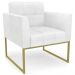 Poltrona Base Industrial Dourado Kit 2 Ana Sintético PU Branco - Ibiza