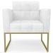 Poltrona Base Industrial Dourado Kit 2 Ana Sintético PU Branco - Ibiza