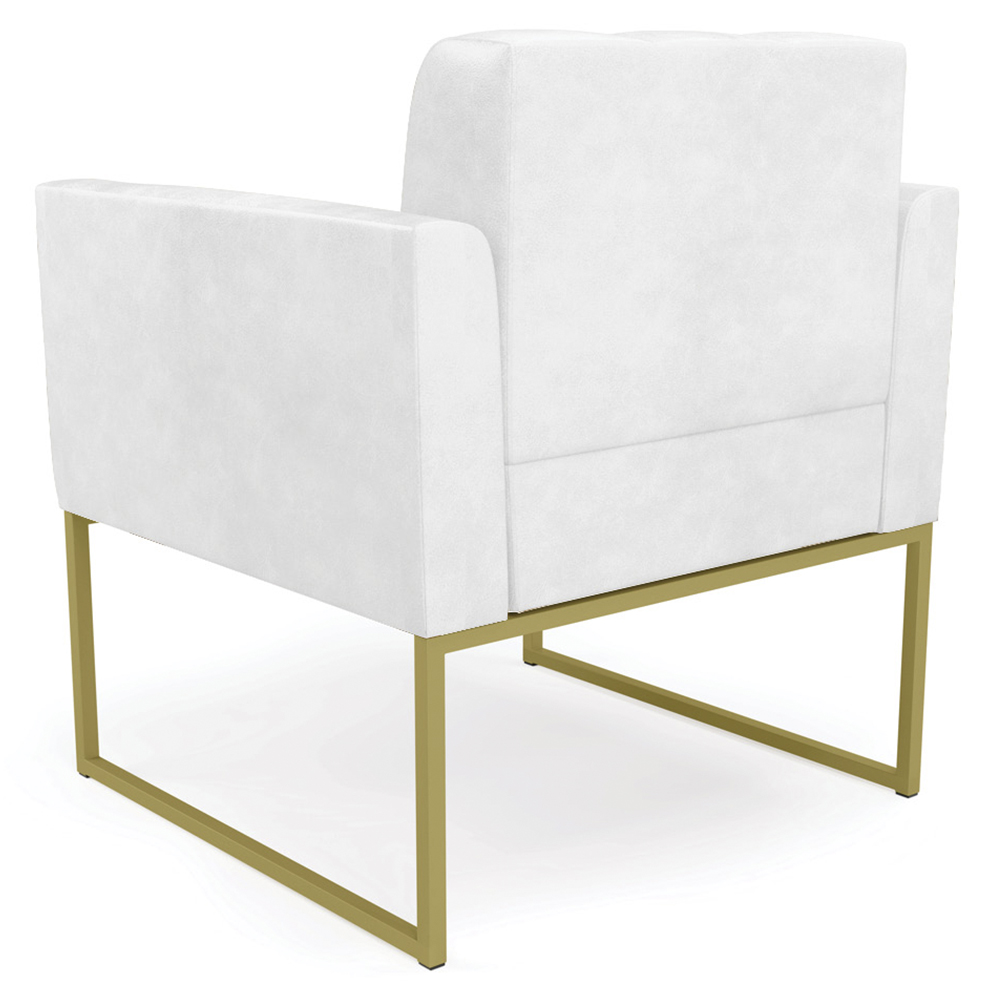 Poltrona Base Industrial Dourado Kit 2 Ana Sintético PU Branco - Ibiza