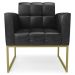 Poltrona Base Industrial Dourado Kit 2 Ana Sintético PU Preto - Ibiza