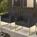 Poltrona Base Industrial Dourado Kit 2 Ana Sintético Preto - Ibiza