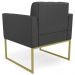 Poltrona Base Industrial Dourado Kit 2 Ana Sintético Preto - Ibiza