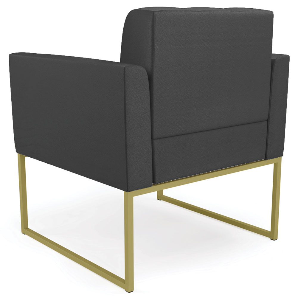 Poltrona Base Industrial Dourado Kit 2 Ana Sintético Preto - Ibiza
