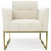 Poltrona Base Industrial Dourado Kit 2 Ana Veludo Bege - Ibiza