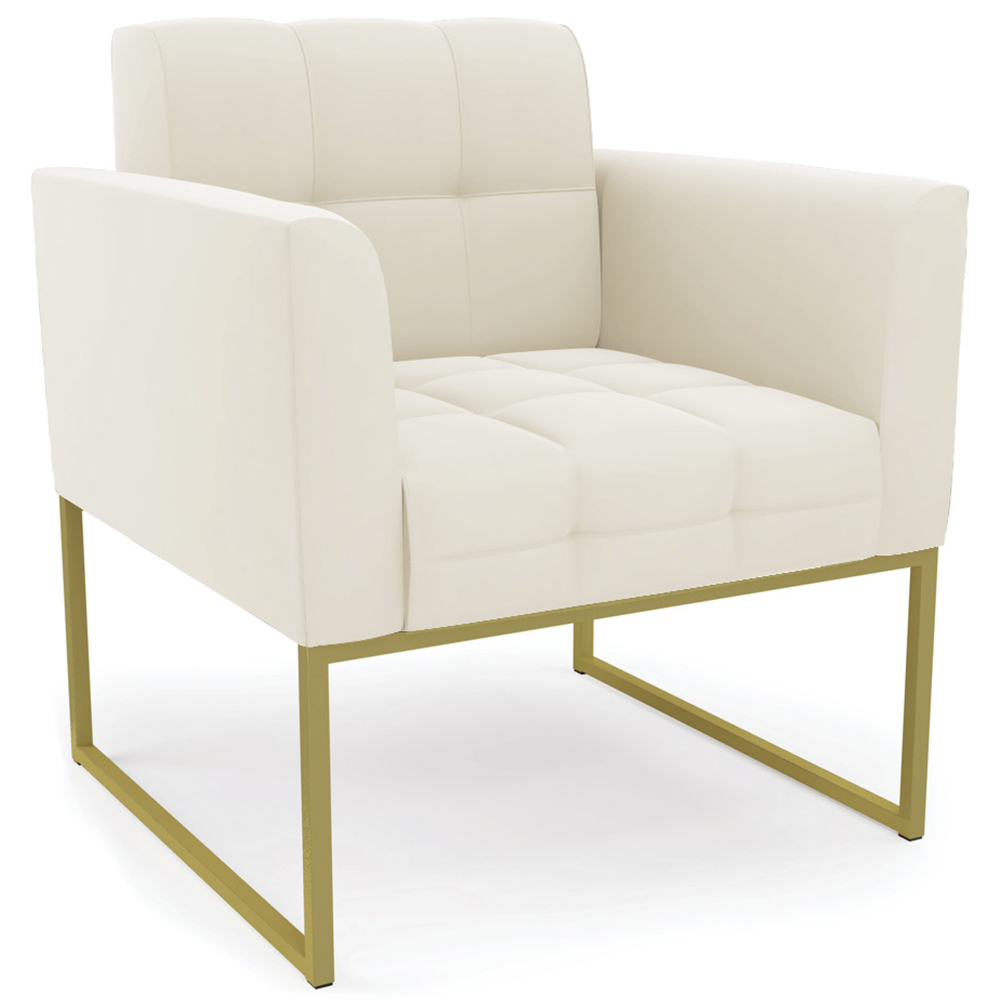 Poltrona Base Industrial Dourado Kit 2 Ana Veludo Bege - Ibiza