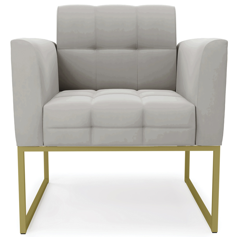 Poltrona Base Industrial Dourado Kit 2 Ana Veludo Cinza - Ibiza