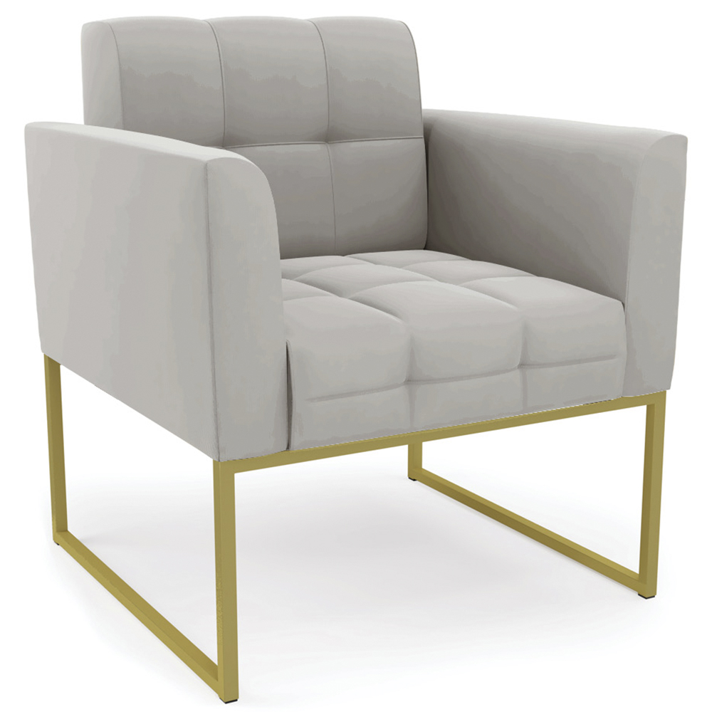 Poltrona Base Industrial Dourado Kit 2 Ana Veludo Cinza - Ibiza