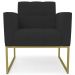 Poltrona Base Industrial Dourado Kit 2 Ana Veludo Preto - Ibiza