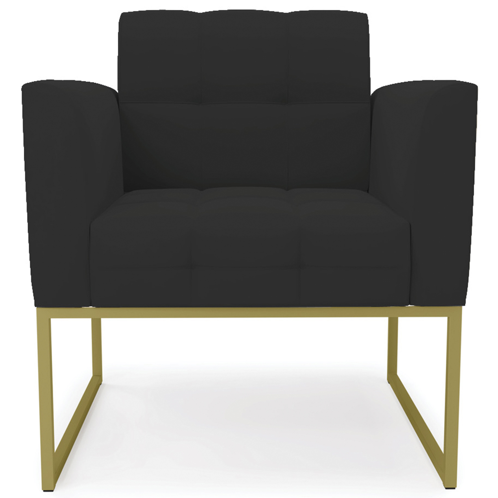Poltrona Base Industrial Dourado Kit 2 Ana Veludo Preto - Ibiza