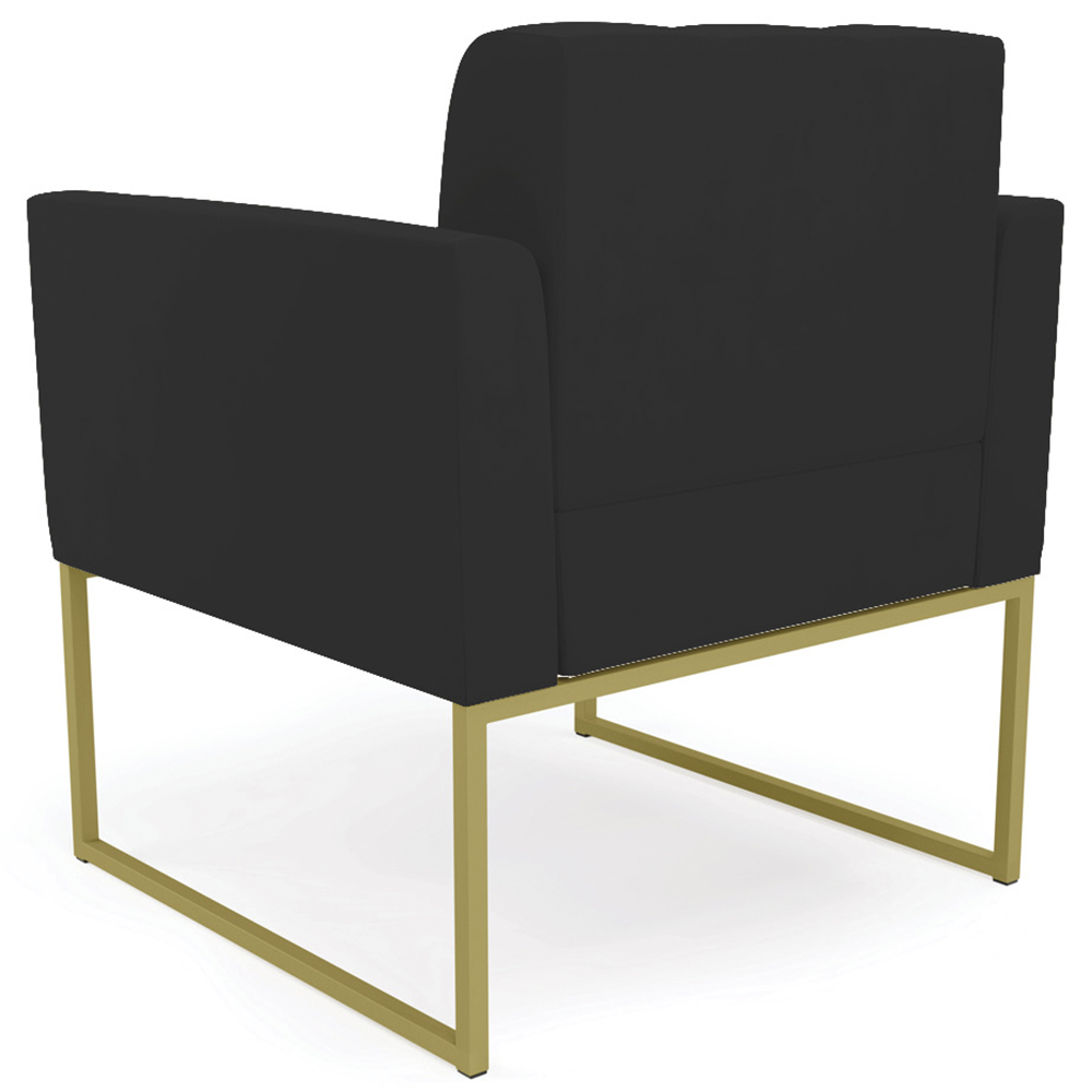 Poltrona Base Industrial Dourado Kit 2 Ana Veludo Preto - Ibiza