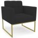 Poltrona Base Industrial Dourado Kit 2 Ana Veludo Preto - Ibiza