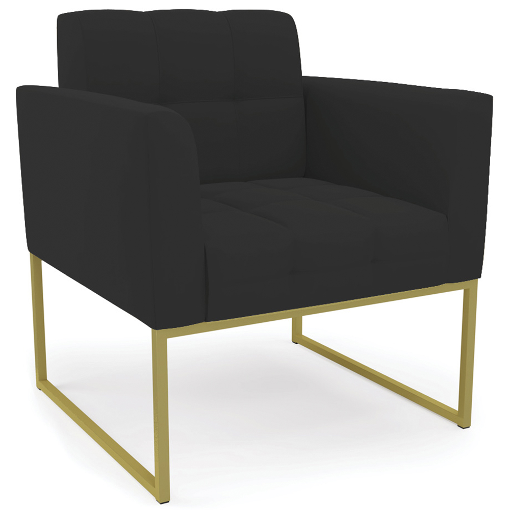 Poltrona Base Industrial Dourado Kit 2 Ana Veludo Preto - Ibiza