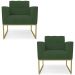 Poltrona Base Industrial Dourado Kit 2 Ana Veludo Verde - Ibiza