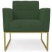 Poltrona Base Industrial Dourado Kit 2 Ana Veludo Verde - Ibiza