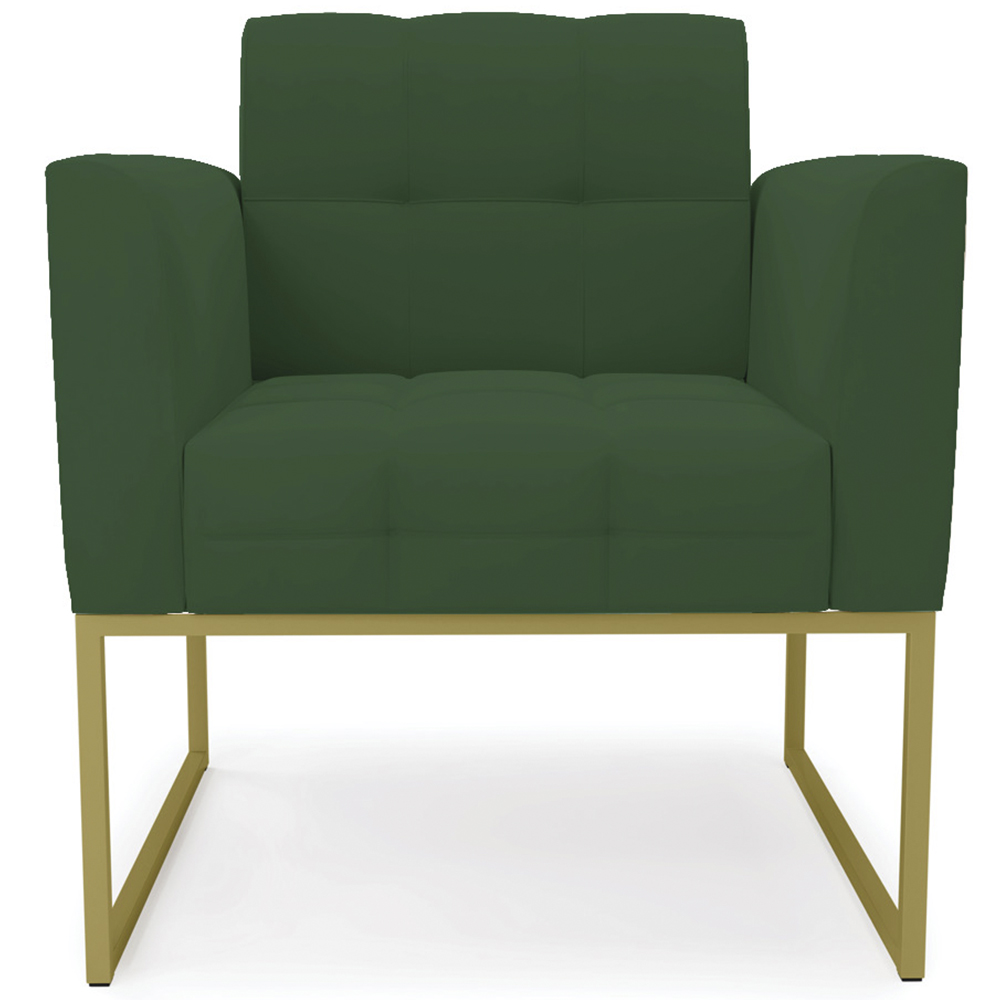 Poltrona Base Industrial Dourado Kit 2 Ana Veludo Verde - Ibiza