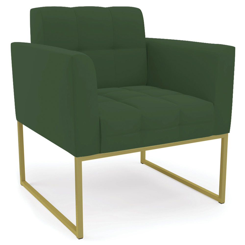Poltrona Base Industrial Dourado Kit 2 Ana Veludo Verde - Ibiza