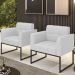 Poltrona Base Industrial Preto Kit 2 Ana Linho Cinza - Ibiza