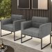 Poltrona Base Industrial Preto Kit 2 Ana Linho Preto - Ibiza