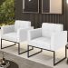 Poltrona Base Industrial Preto Kit 2 Ana Sintético Branco - Ibiza