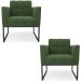 Poltrona Base Industrial Preto Kit 2 Ana Suede Verde - Ibiza