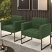 Poltrona Base Industrial Preto Kit 2 Ana Suede Verde - Ibiza