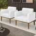 Poltrona Base Madeira Castanho Kit 2 Ana Sintético PU Branco - Ibiza