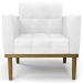 Poltrona Base Madeira Castanho Kit 2 Ana Sintético PU Branco - Ibiza