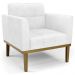 Poltrona Base Madeira Castanho Kit 2 Ana Sintético PU Branco - Ibiza
